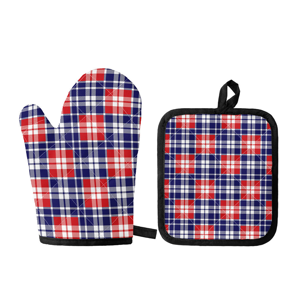 American Independence Day Plaid Print Oven Mitt And Pot Holder Set