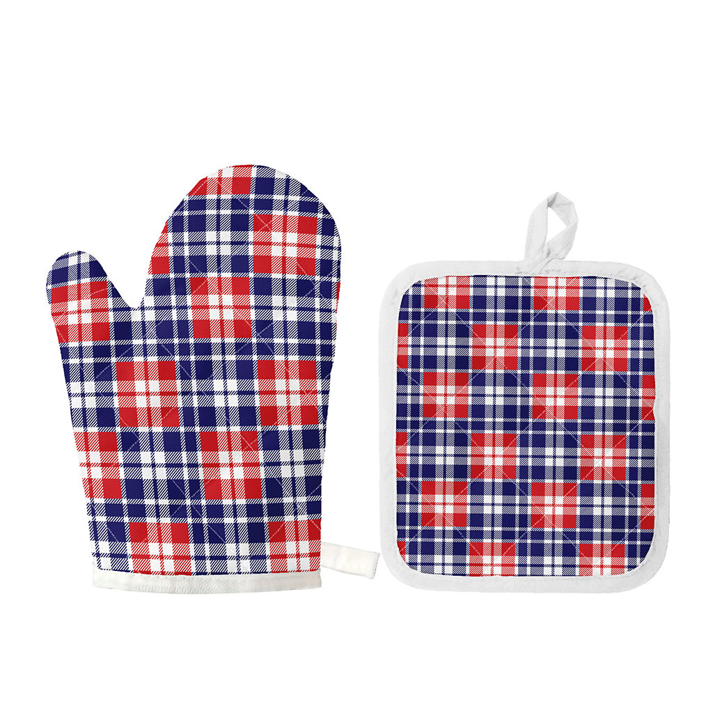 American Independence Day Plaid Print Oven Mitt And Pot Holder Set