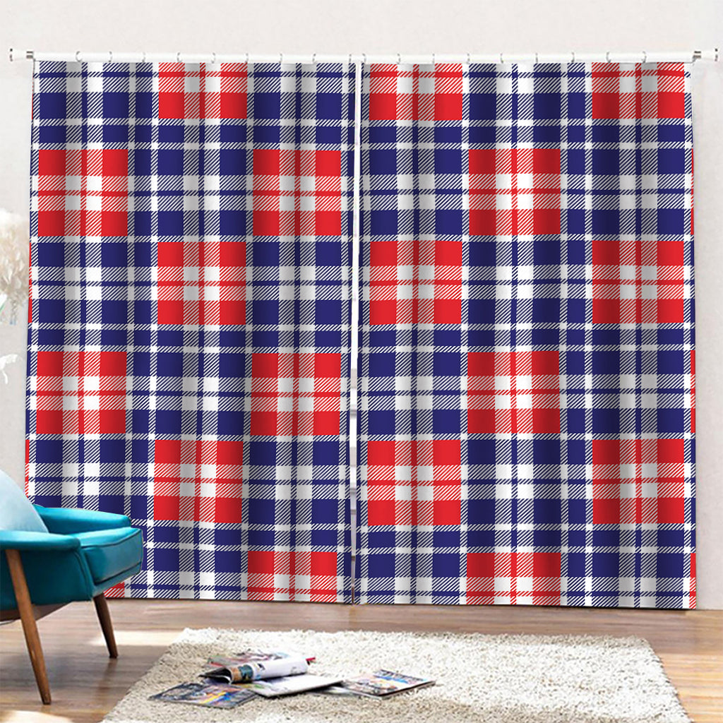 American Independence Day Plaid Print Pencil Pleat Curtains