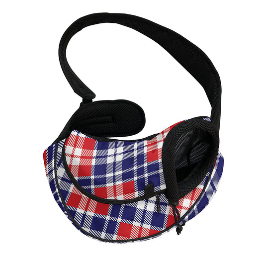 American Independence Day Plaid Print Pet Sling Carrier