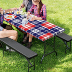 American Independence Day Plaid Print Picnic Table Cover
