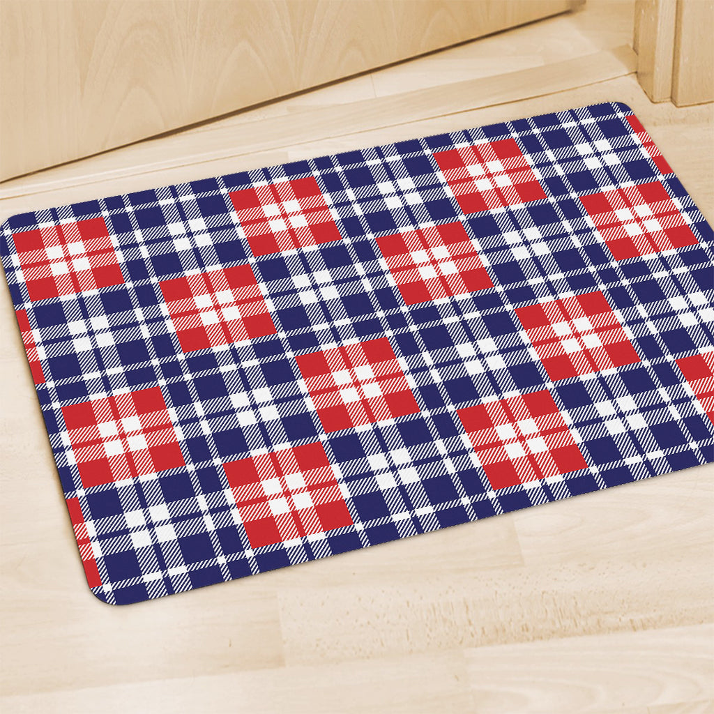 American Independence Day Plaid Print Polyester Doormat