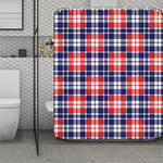 American Independence Day Plaid Print Polyester Shower Curtain