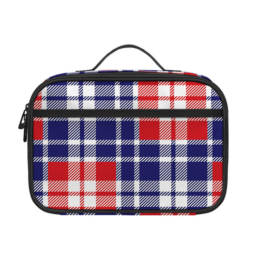 American Independence Day Plaid Print Portable Lunch Bag