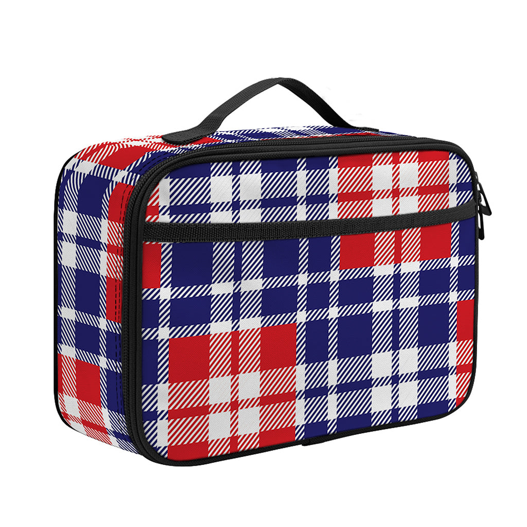 American Independence Day Plaid Print Portable Lunch Bag
