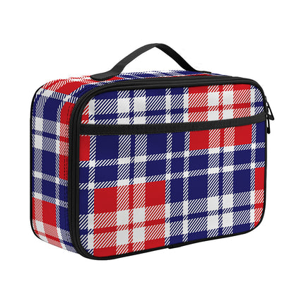 American Independence Day Plaid Print Portable Lunch Bag