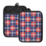 American Independence Day Plaid Print Pot Holders With Pocket