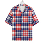 American Independence Day Plaid Print Rayon Hawaiian Shirt
