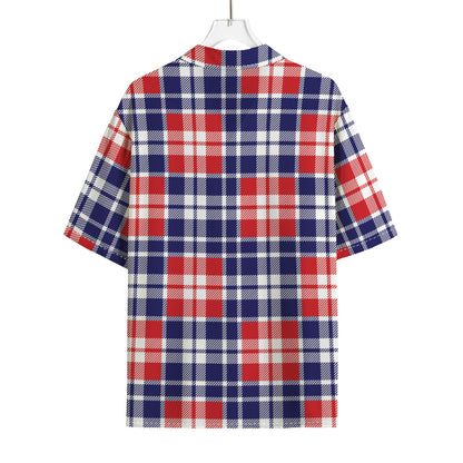 American Independence Day Plaid Print Rayon Hawaiian Shirt