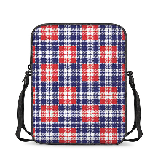 American Independence Day Plaid Print Rectangular Crossbody Bag