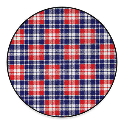 American Independence Day Plaid Print Round Floor Mat