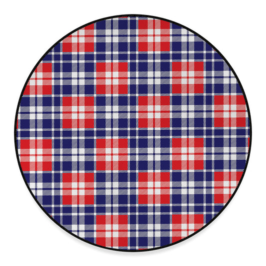 American Independence Day Plaid Print Round Floor Mat
