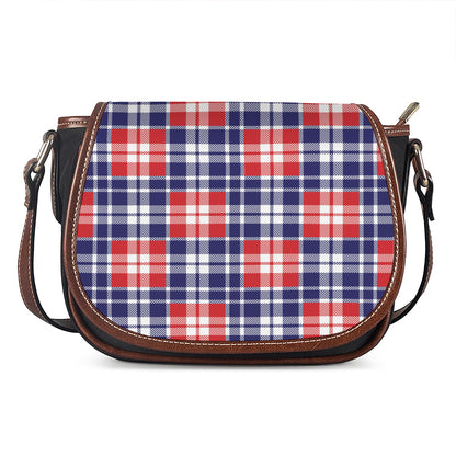 American Independence Day Plaid Print Saddle Bag