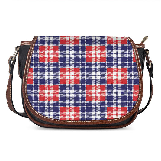 American Independence Day Plaid Print Saddle Bag