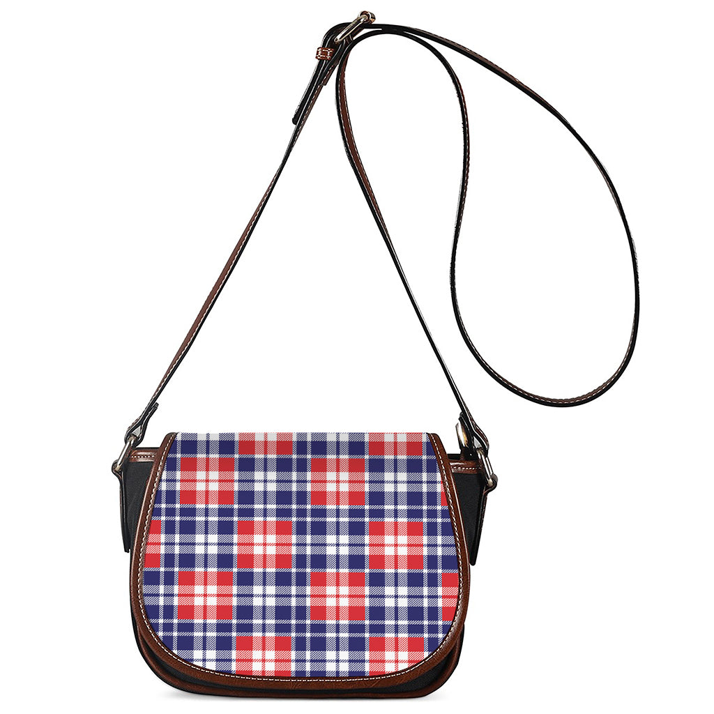 American Independence Day Plaid Print Saddle Bag