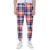 American Independence Day Plaid Print Scuba Joggers