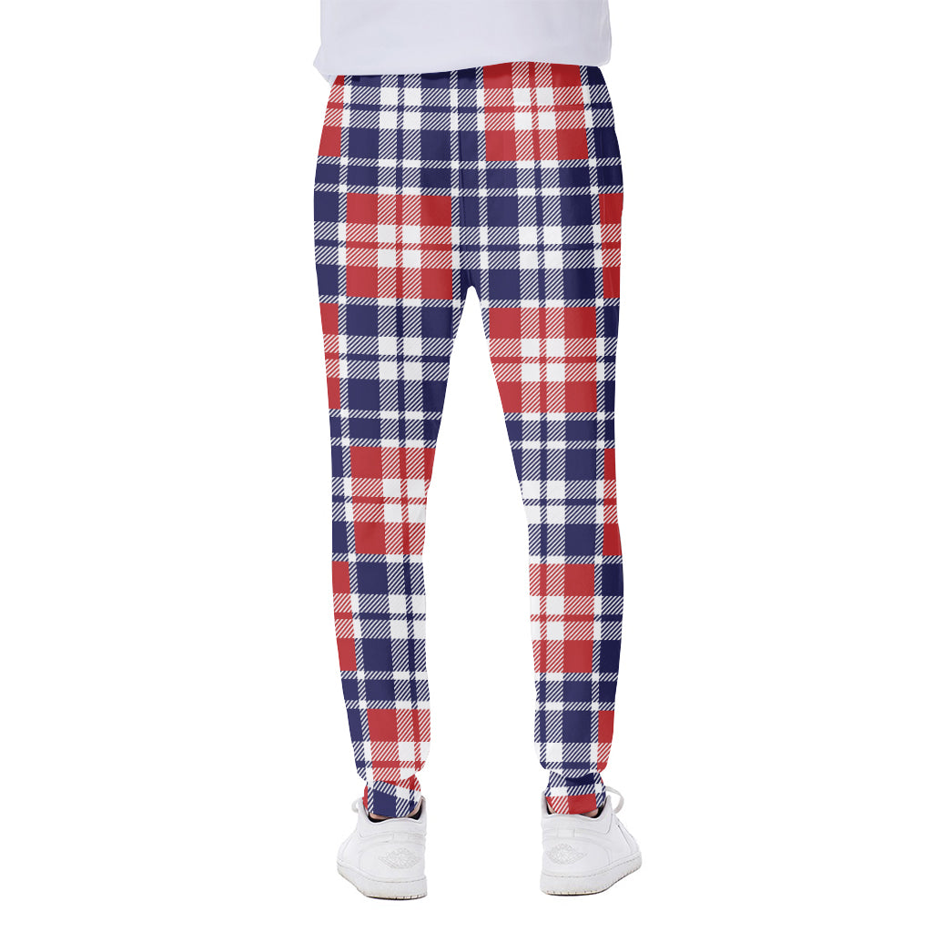 American Independence Day Plaid Print Scuba Joggers