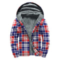 American Independence Day Plaid Print Sherpa Lined Zip Up Hoodie