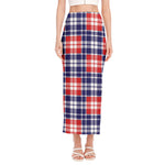 American Independence Day Plaid Print Side Slit Maxi Skirt
