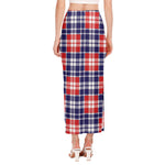 American Independence Day Plaid Print Side Slit Maxi Skirt