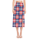 American Independence Day Plaid Print Side Slit Midi Skirt