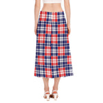 American Independence Day Plaid Print Side Slit Midi Skirt