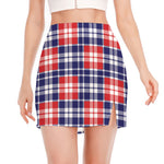 American Independence Day Plaid Print Side Slit Mini Skirt
