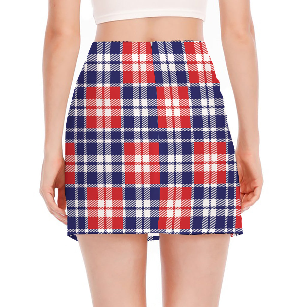 American Independence Day Plaid Print Side Slit Mini Skirt