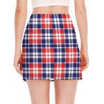 American Independence Day Plaid Print Side Slit Mini Skirt