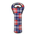 American Independence Day Plaid Print Single Neoprene Wine Tote