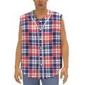 American Independence Day Plaid Print Sleeveless Baseball Jersey