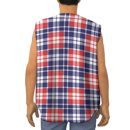 American Independence Day Plaid Print Sleeveless Baseball Jersey