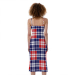 American Independence Day Plaid Print Slim Fit Midi Cami Dress