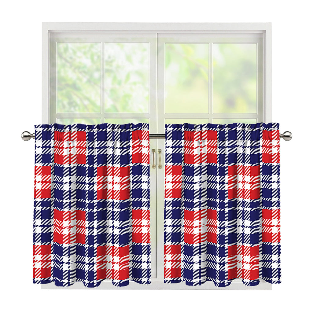 American Independence Day Plaid Print Tier Curtains