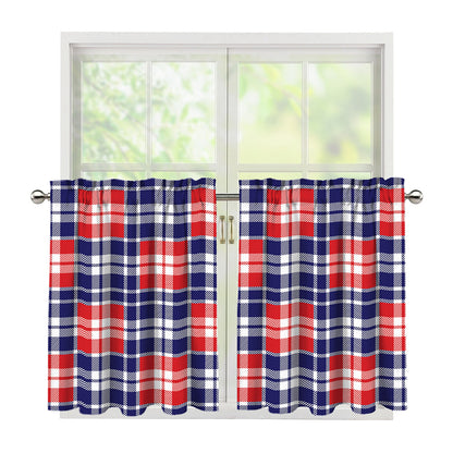 American Independence Day Plaid Print Tier Curtains