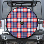 American Independence Day Plaid Print Tire Cover With Camera Hole