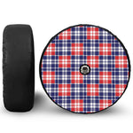 American Independence Day Plaid Print Tire Cover With Camera Hole