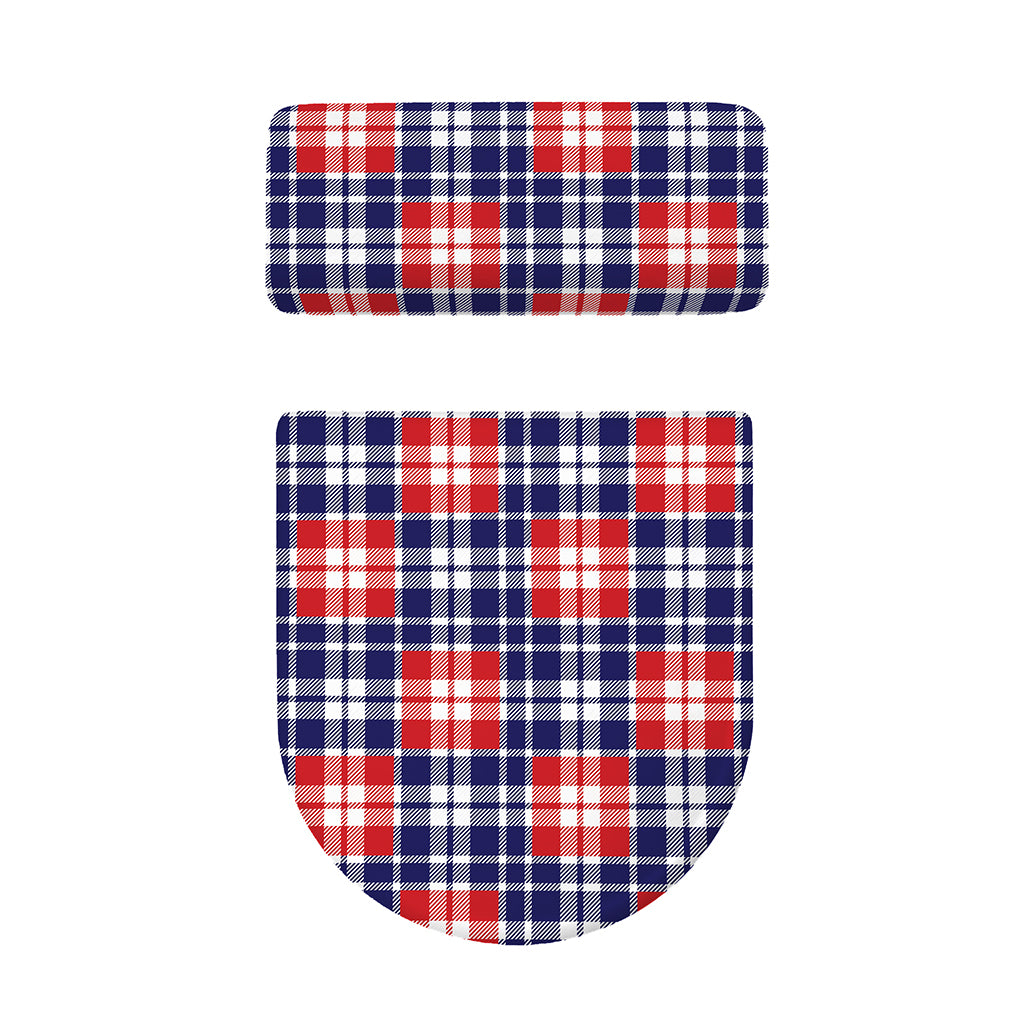 American Independence Day Plaid Print Toilet Lid And Tank Cover Set