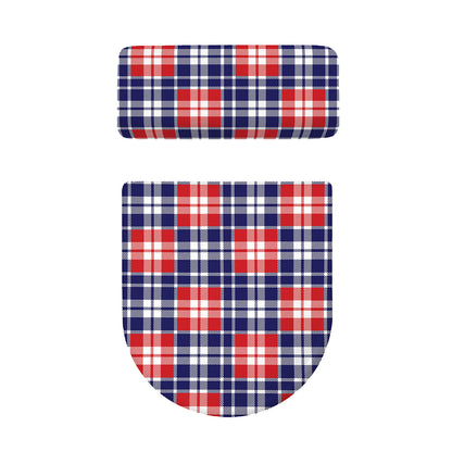 American Independence Day Plaid Print Toilet Lid And Tank Cover Set