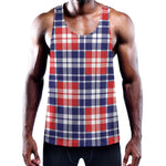American Independence Day Plaid Print Training Tank Top