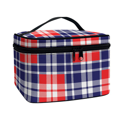 American Independence Day Plaid Print Travel Makeup Bag