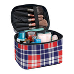 American Independence Day Plaid Print Travel Makeup Bag