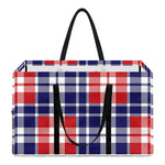 American Independence Day Plaid Print Utility Tote Bag