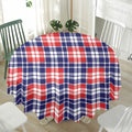 American Independence Day Plaid Print Waterproof Round Tablecloth