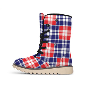 American Independence Day Plaid Print Winter Boots