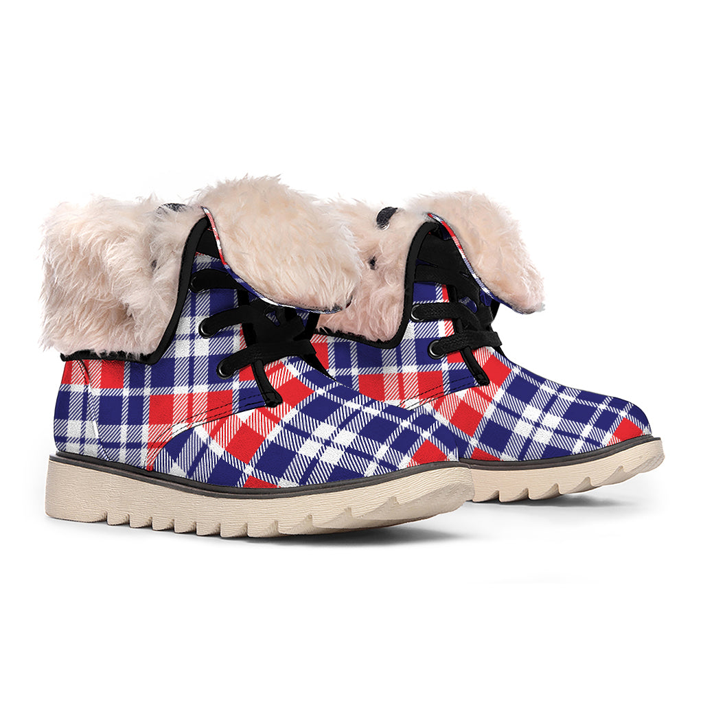 American Independence Day Plaid Print Winter Boots