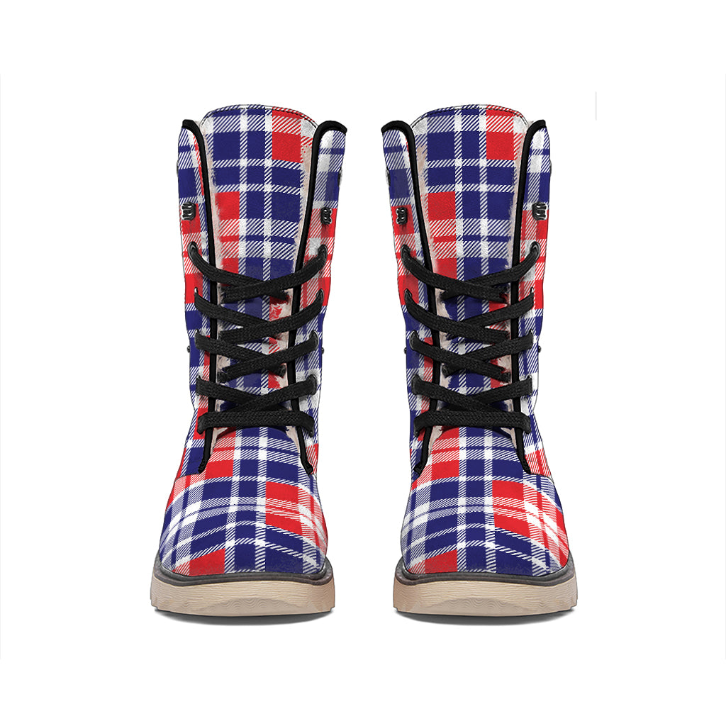 American Independence Day Plaid Print Winter Boots