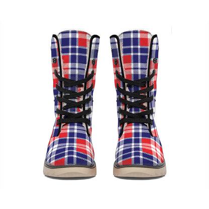American Independence Day Plaid Print Winter Boots