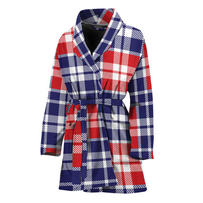 American Independence Day Plaid Print Women's Bathrobe