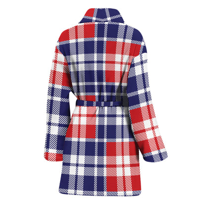 American Independence Day Plaid Print Women's Bathrobe